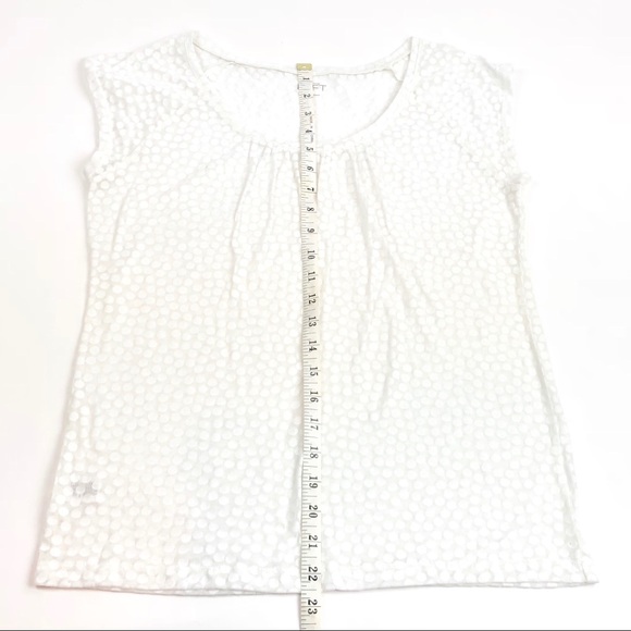 LOFT Women’s White Polk Dot Sheer Top Size Medium - Picture 5 of 6